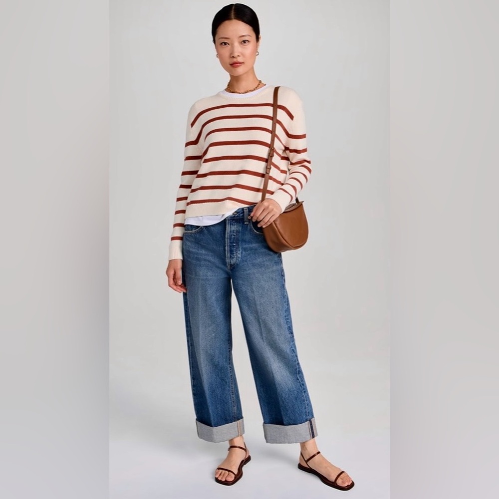 BNWT KULE 100% Cotton The Finn Striped Sweater XL Bronze/Cream Sold Out Online - Picture 8 of 15